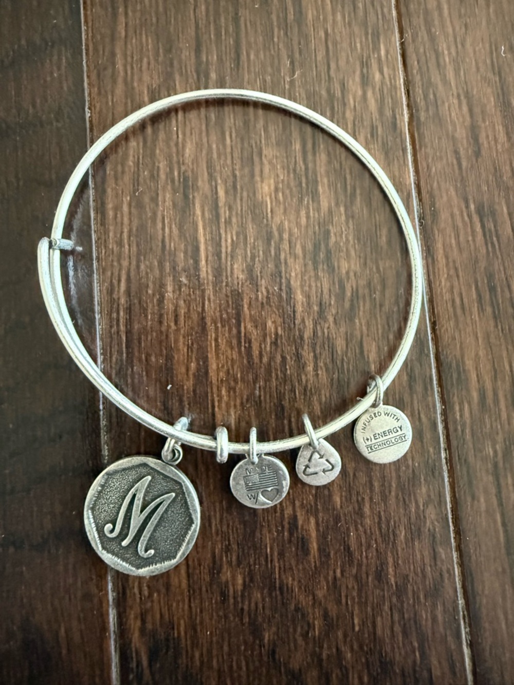 Alex and Ani Sterling silver bangle letter M